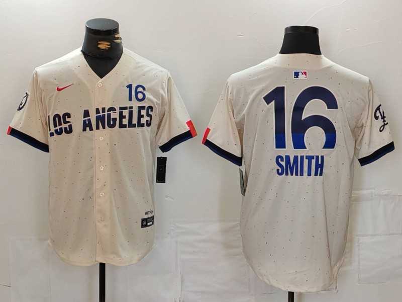 Men%27s Los Angeles Dodgers #16 Will Smith Cream 2024 City Connect Limited Stitched Jersey->los angeles dodgers->MLB Jersey